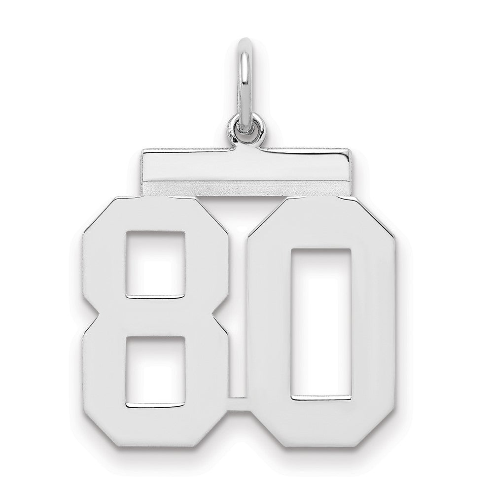 Sterling Silver/Rhodium-plated Polished Number 80 Charm