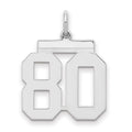 Sterling Silver/Rhodium-plated Polished Number 80 Charm