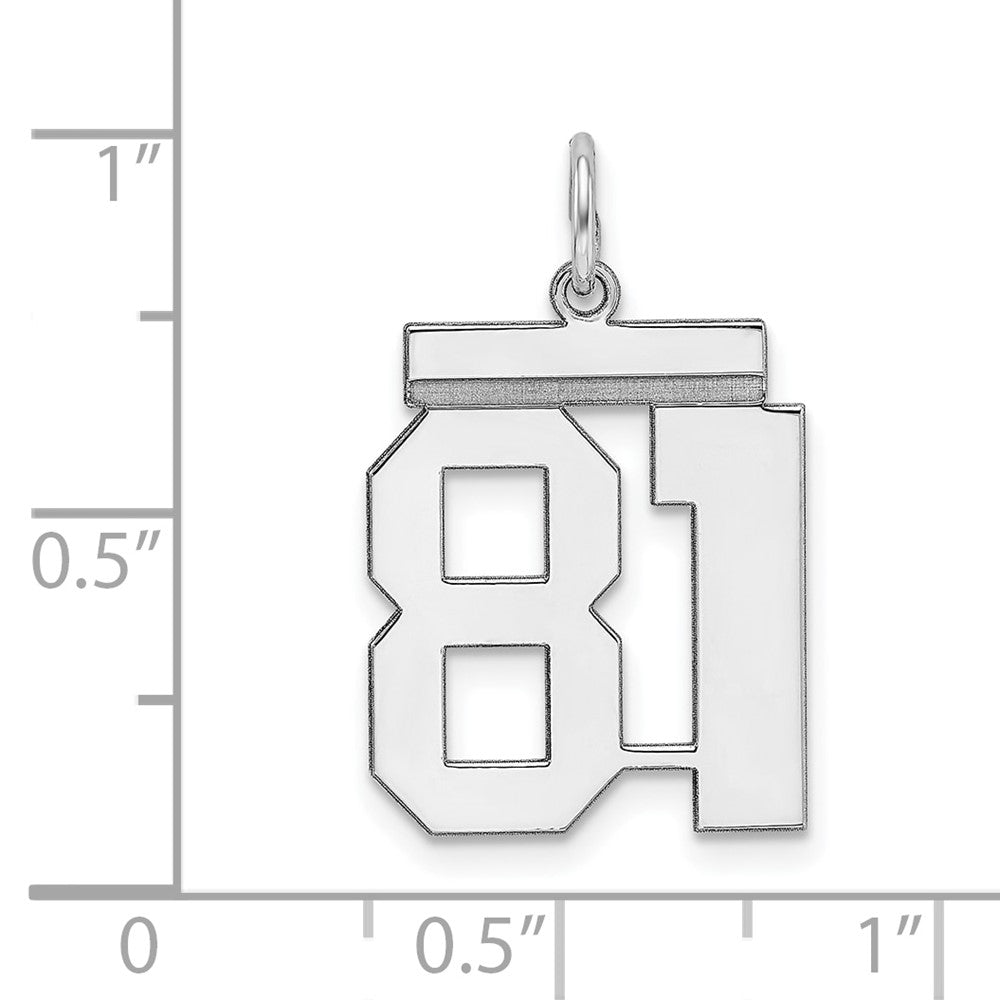Sterling Silver/Rhodium-plated Polished Number 81 Charm