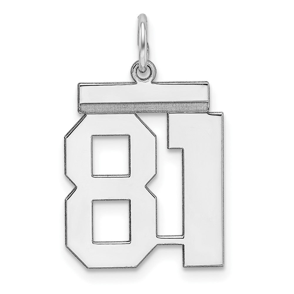 Sterling Silver/Rhodium-plated Polished Number 81 Charm