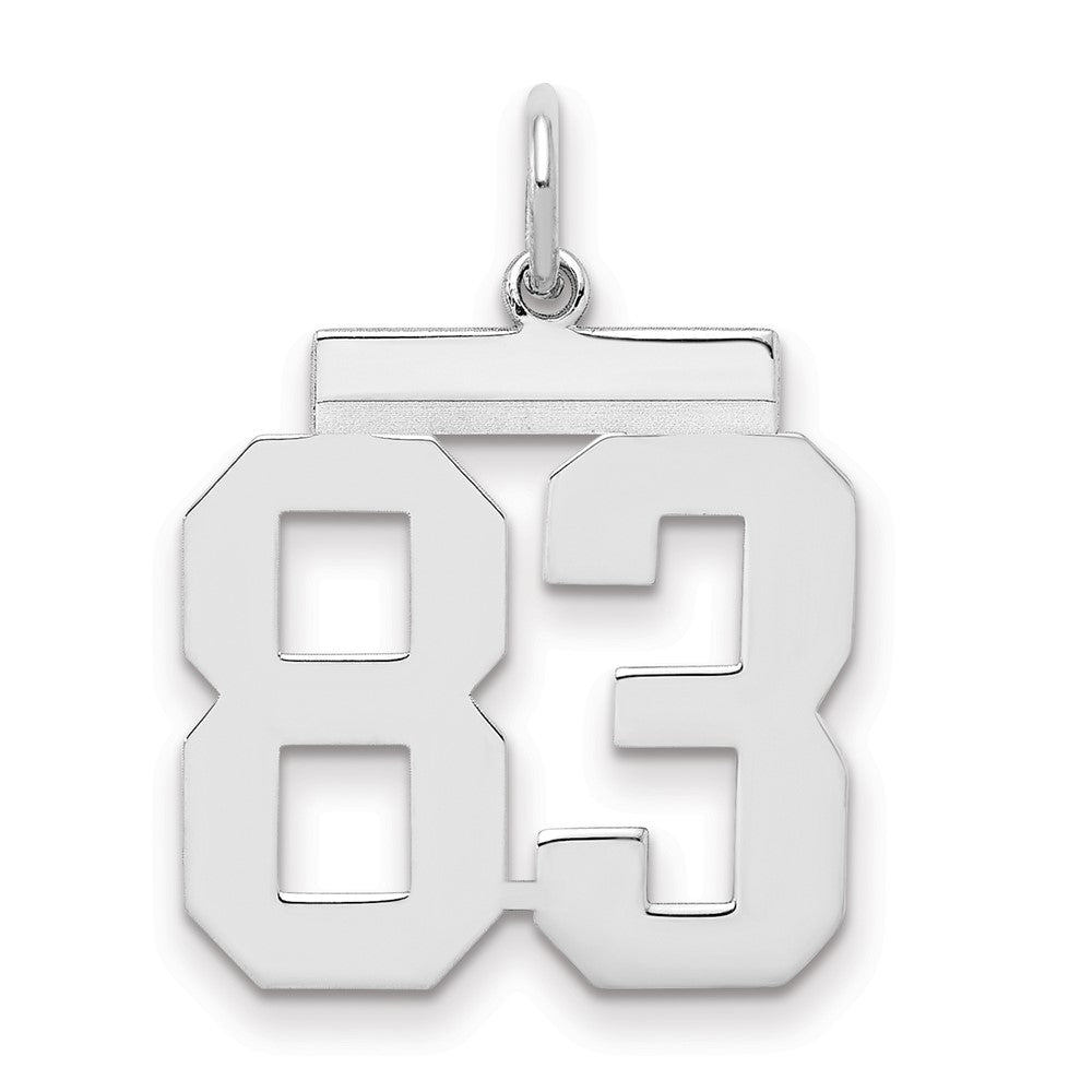 Sterling Silver/Rhodium-plated Polished Number 83 Charm