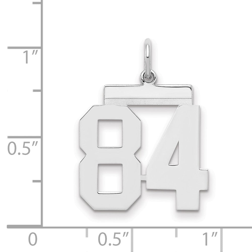 Sterling Silver/Rhodium-plated Polished Number 84 Charm