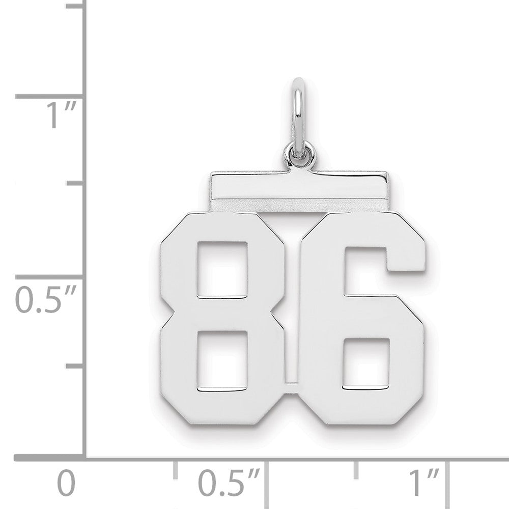 Sterling Silver/Rhodium-plated Polished Number 86 Charm