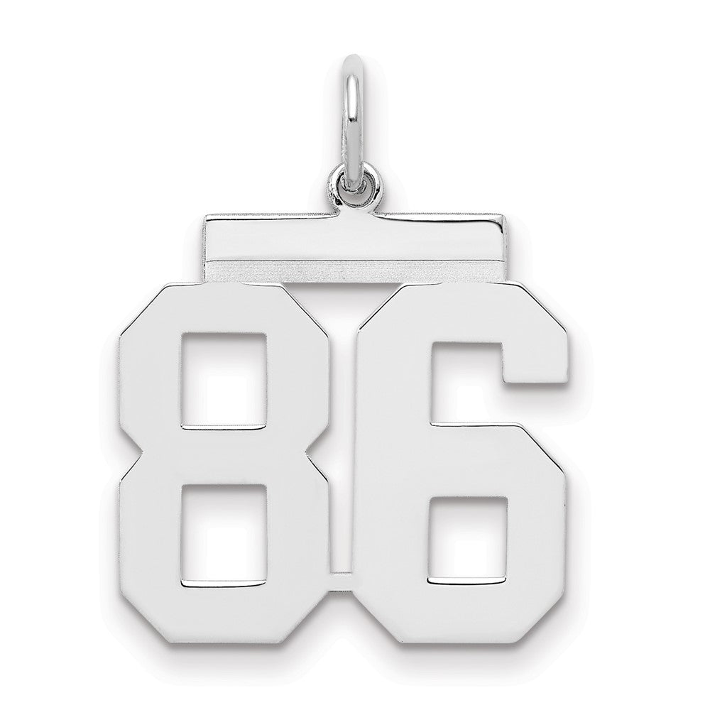 Sterling Silver/Rhodium-plated Polished Number 86 Charm