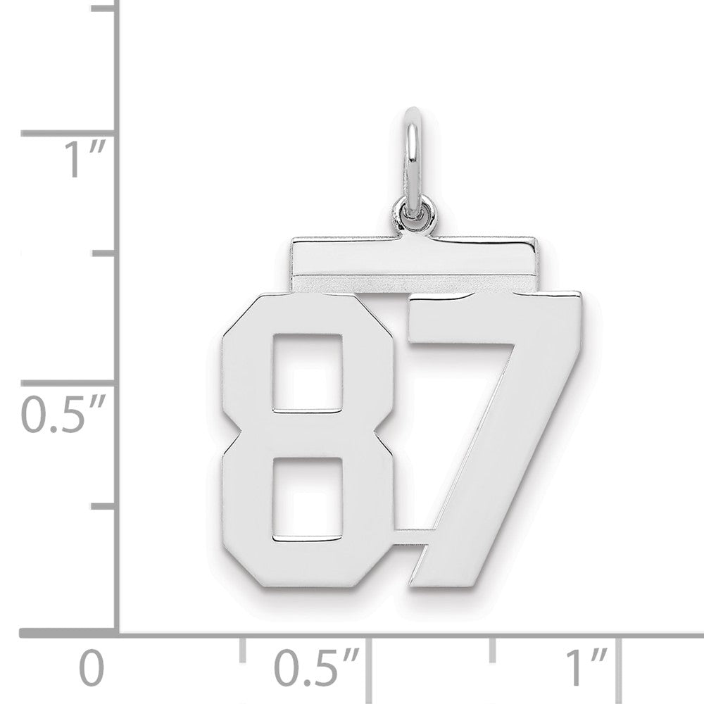 Sterling Silver/Rhodium-plated Polished Number 87 Charm