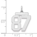 Sterling Silver/Rhodium-plated Polished Number 87 Charm