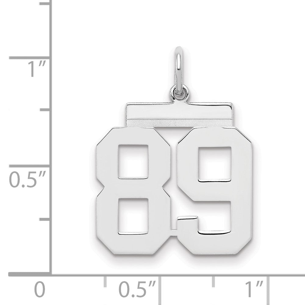 Sterling Silver/Rhodium-plated Polished Number 89 Charm