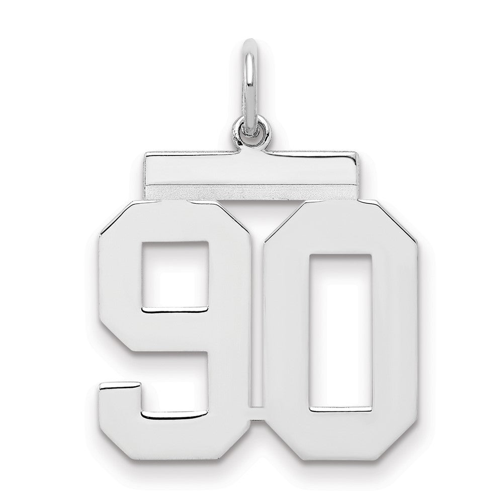 Sterling Silver/Rhodium-plated Polished Number 90 Charm