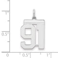 Sterling Silver/Rhodium-plated Polished Number 91 Charm