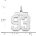 Sterling Silver/Rhodium-plated Polished Number 93 Charm