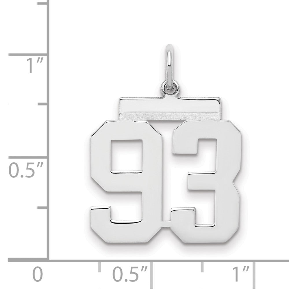 Sterling Silver/Rhodium-plated Polished Number 93 Charm