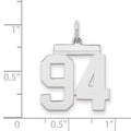 Sterling Silver/Rhodium-plated Polished Number 94 Charm