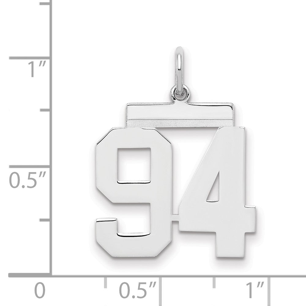 Sterling Silver/Rhodium-plated Polished Number 94 Charm