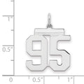 Sterling Silver/Rhodium-plated Polished Number 95 Charm