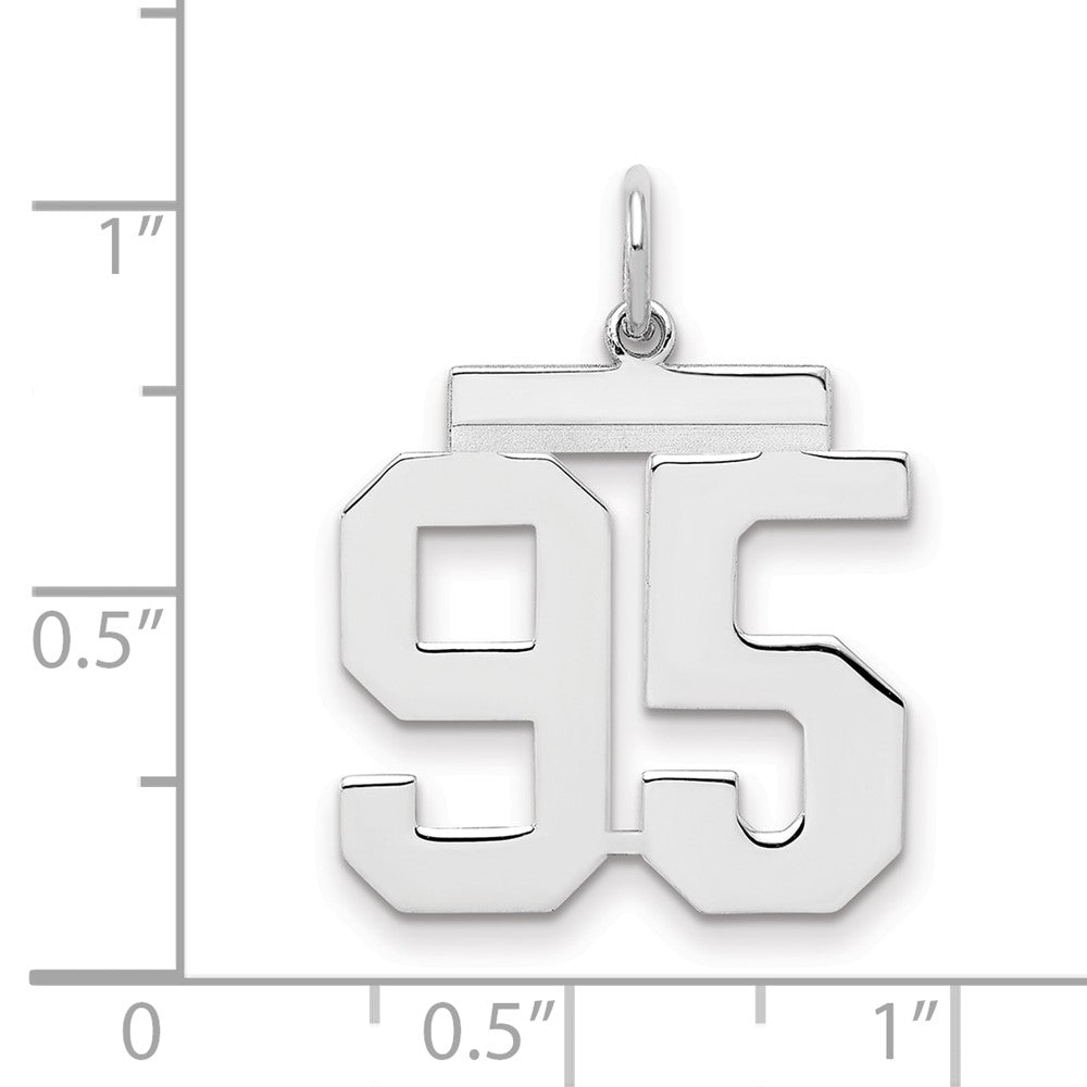 Sterling Silver/Rhodium-plated Polished Number 95 Charm