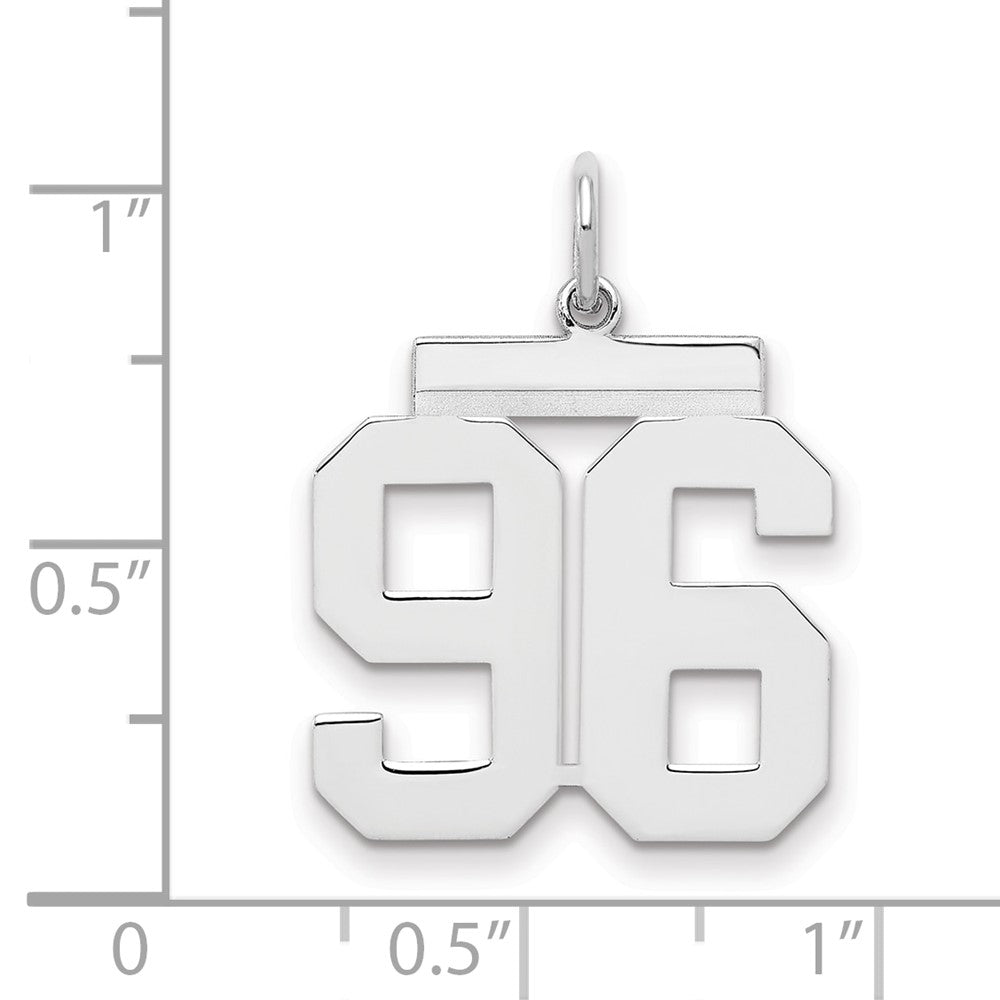 Sterling Silver/Rhodium-plated Polished Number 96 Charm
