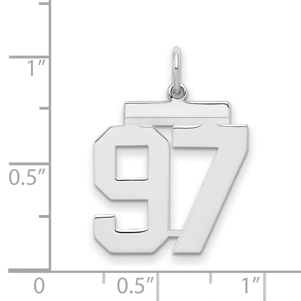 Sterling Silver/Rhodium-plated Polished Number 97 Charm