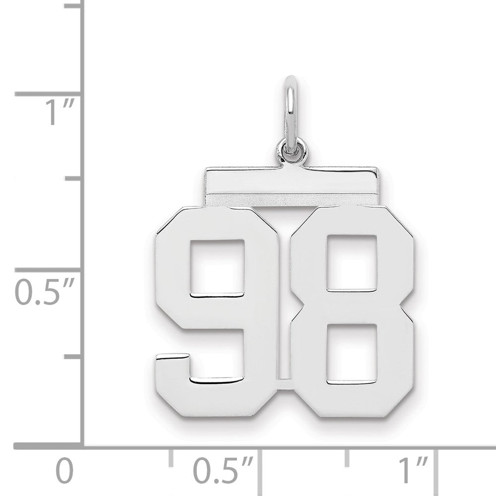 Sterling Silver/Rhodium-plated Polished Number 98 Charm