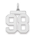 Sterling Silver/Rhodium-plated Polished Number 98 Charm