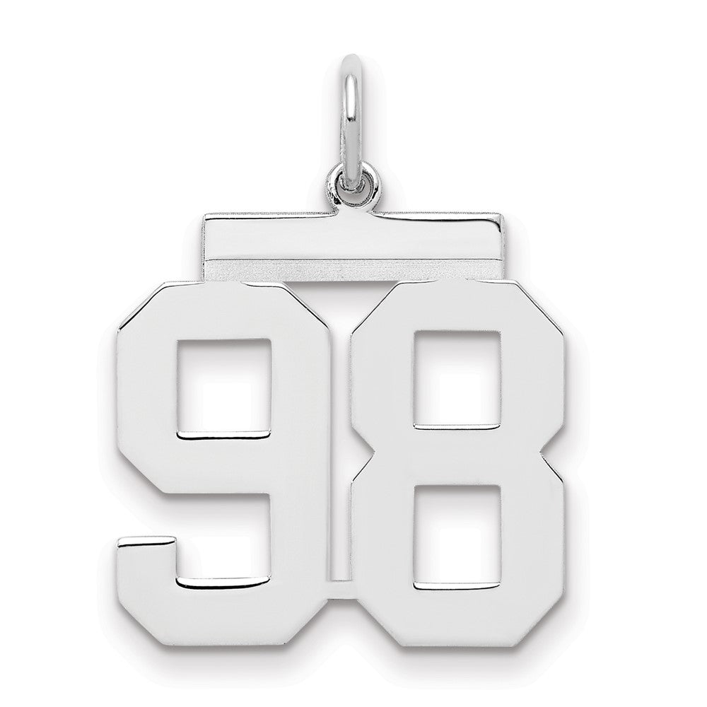 Sterling Silver/Rhodium-plated Polished Number 98 Charm
