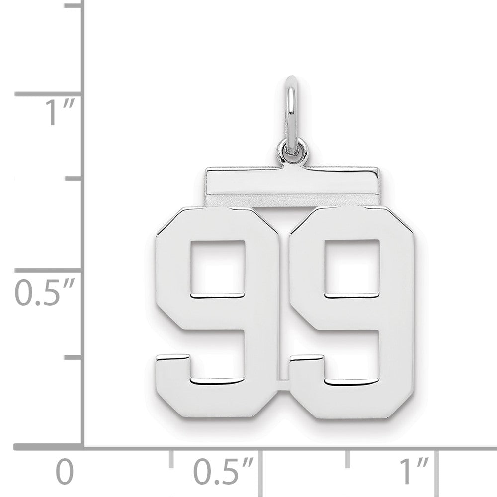 Sterling Silver/Rhodium-plated Polished Number 99 Charm
