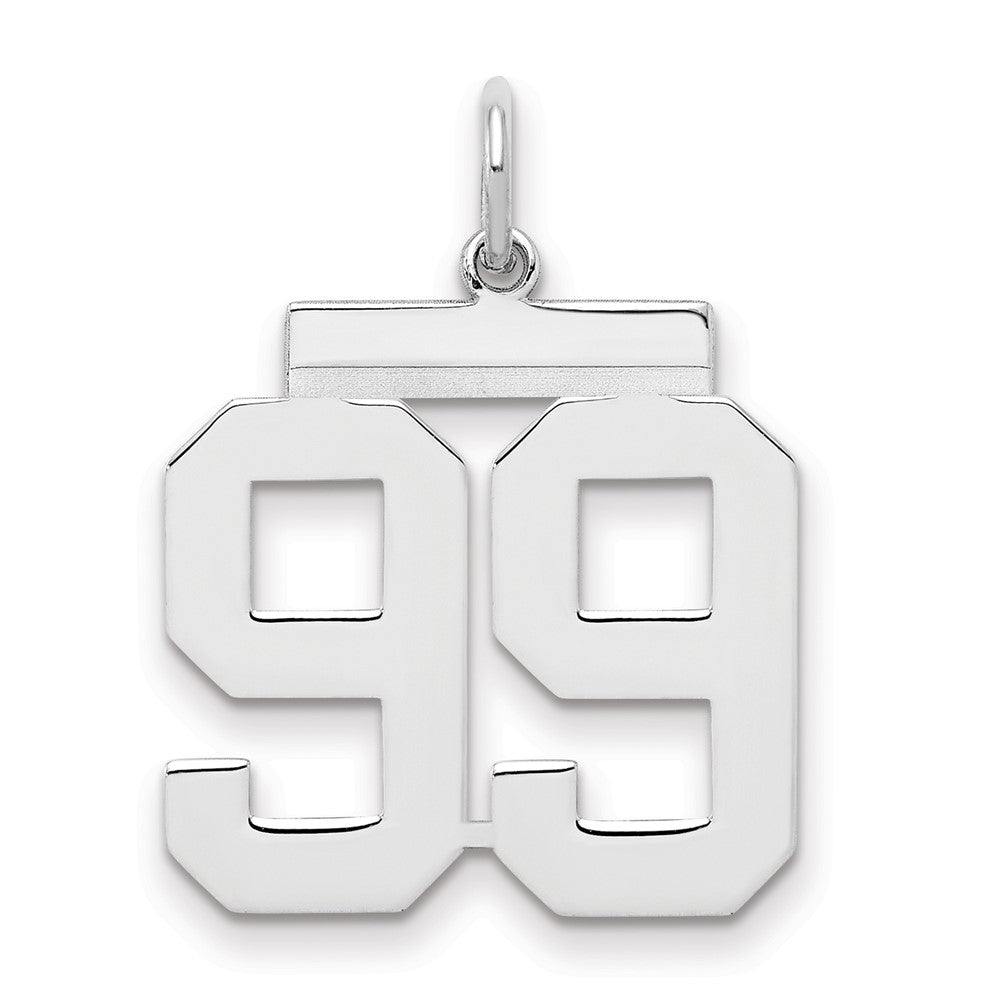Sterling Silver/Rhodium-plated Polished Number 99 Charm
