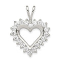 Sterling Silver Rhodium-plated CZ Open Heart Pendant