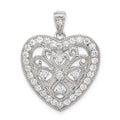 Sterling Silver Rhodium-plated CZ Filigree Heart Pendant