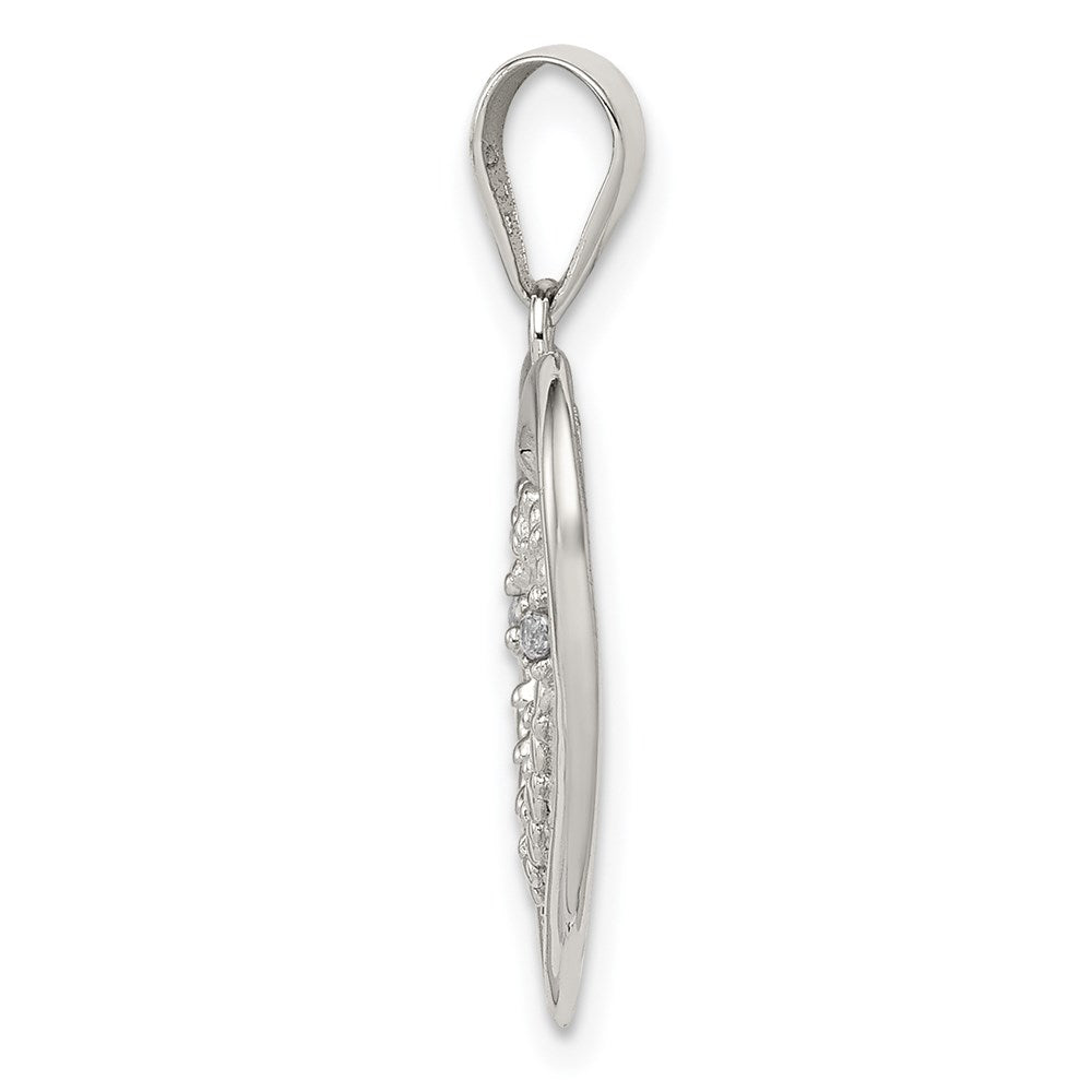 Sterling Silver Rhodium-plated Polished CZ Double Heart Pendant