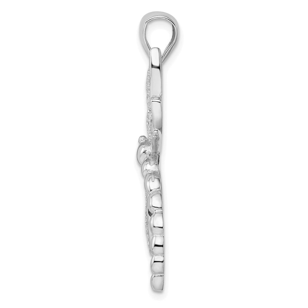 Sterling Silver Rhodium-plated Polished/Textured Dragonfly Pendant