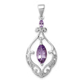 Sterling Silver Rhodium-plated Amethyst Fancy Pendant