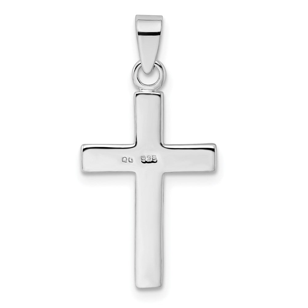 Sterling Silver Rhodium-plated Stellux Crystal Cross Pendant