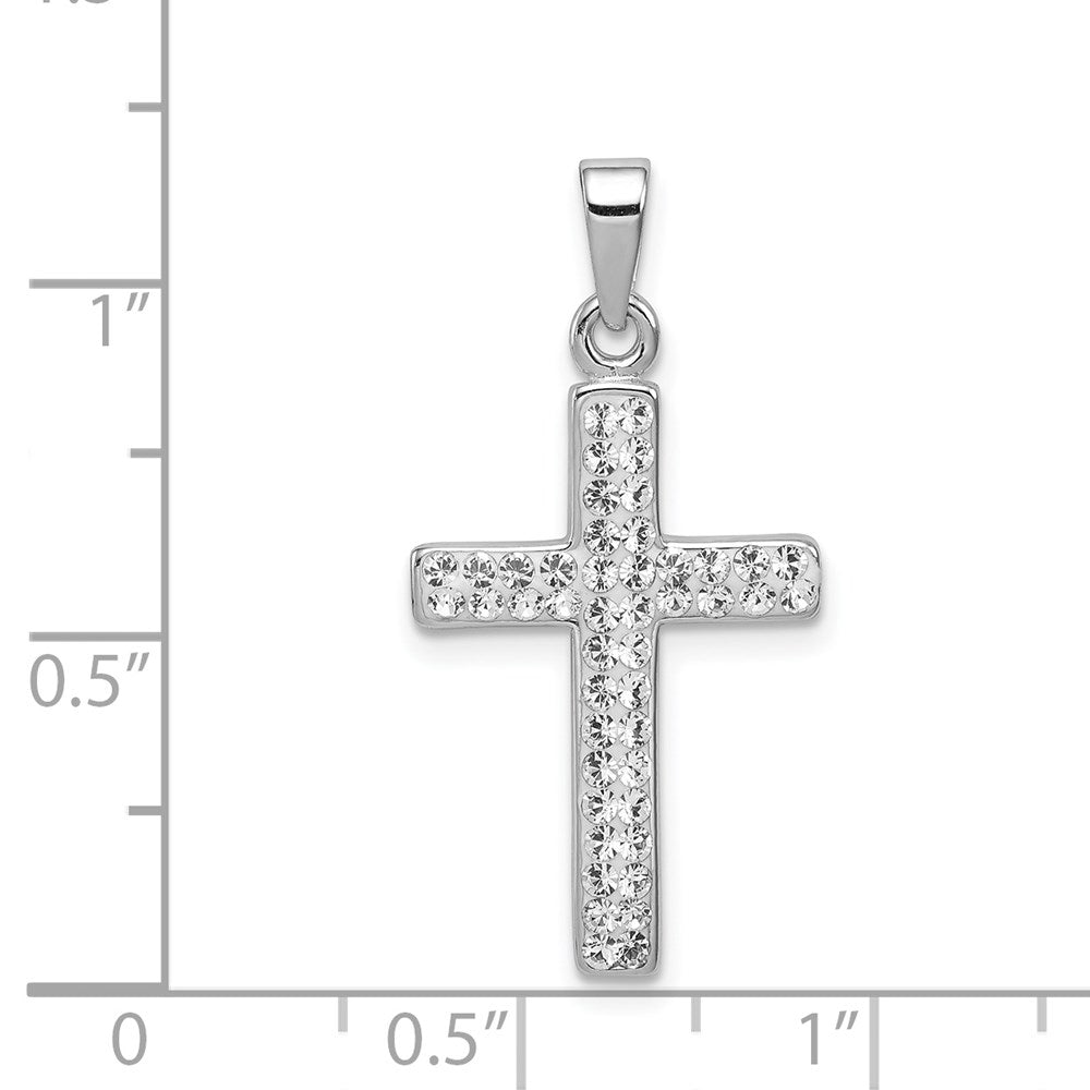 Sterling Silver Rhodium-plated Stellux Crystal Cross Pendant