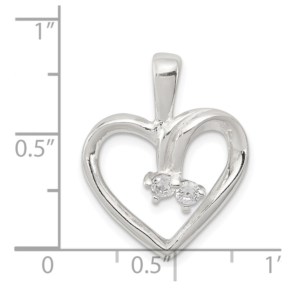 Sterling Silver CZ Heart Pendant