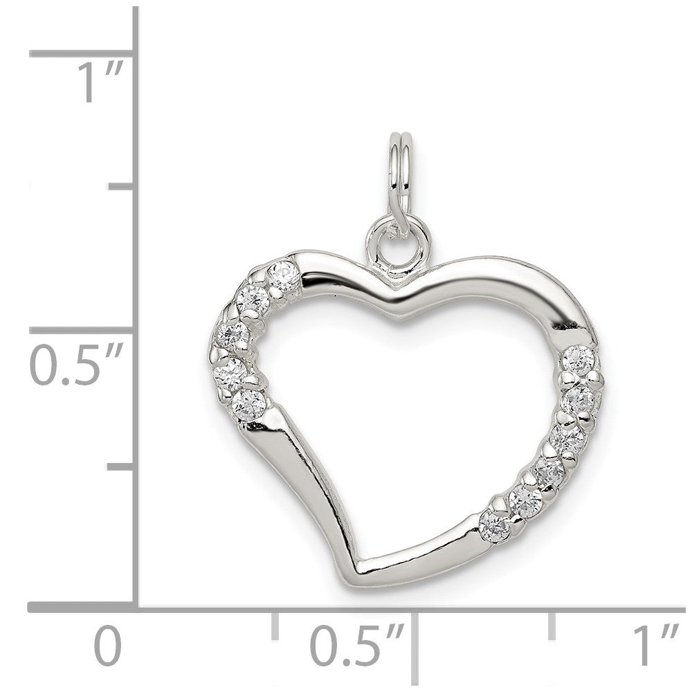 Sterling Silver CZ Heart Pendant
