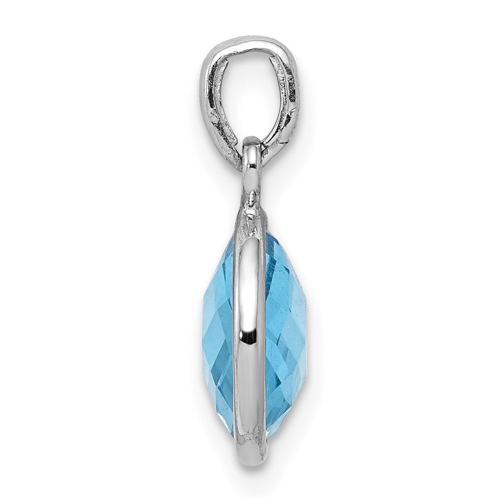 Sterling Silver Rhodium-plated Blue Topaz Pendant