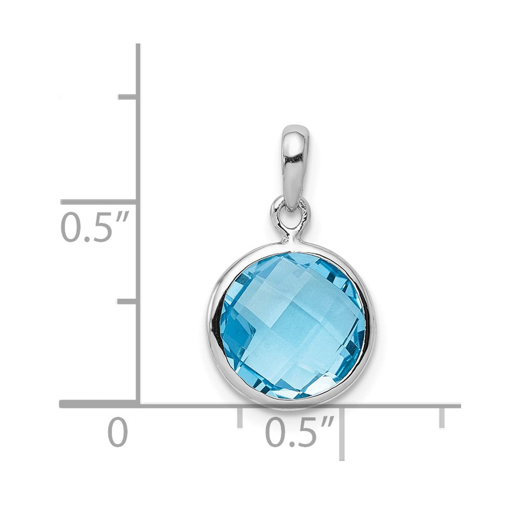 Sterling Silver Rhodium-plated Blue Topaz Pendant