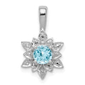 Sterling Silver Rhodium-plated Diamond & Light Blue Topaz Pendant