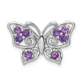 Sterling Silver Rhodium-plated Amethyst Diamond Chain Slide
