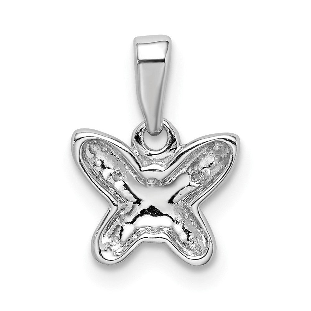 Sterling Silver Rhodium-plated Diamond Butterfly Pendant