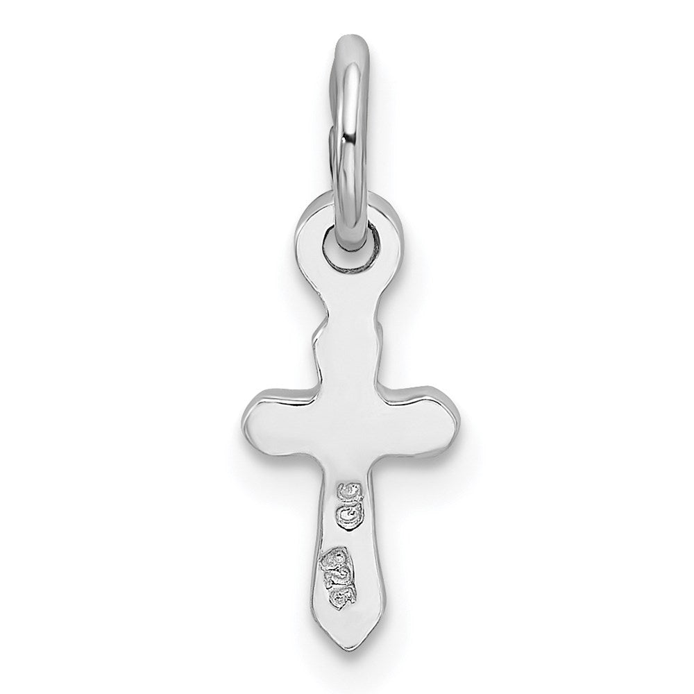 Sterling Silver RH-pltd Apr Clear Preciosca Crystal Cross Pendant