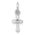 Sterling Silver RH-pltd Apr Clear Preciosca Crystal Cross Pendant
