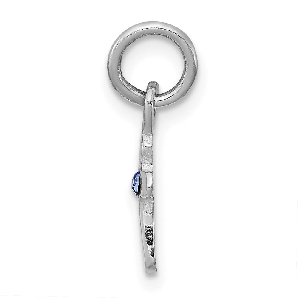 Sterling Silver RH-pltd Dec Blue Preciosca Crystal Cross Pendant