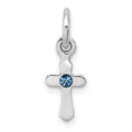 Sterling Silver RH-pltd Dec Blue Preciosca Crystal Cross Pendant