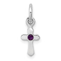 Sterling Silver RH-pltd Feb Purple Preciosca Crystal Cross Pendant