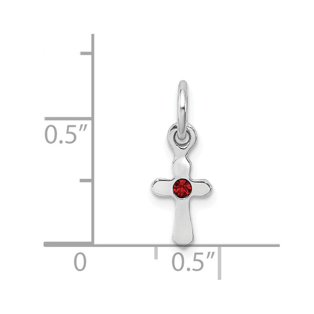 Sterling Silver RH-pltd Jan Red Preciosca Crystal Cross Pendant