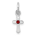 Sterling Silver RH-pltd Jan Red Preciosca Crystal Cross Pendant
