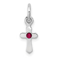 Sterling Silver RH-pltd July Red Preciosca Crystal Cross Pendant