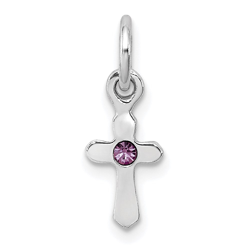 Sterling Silver RH-pltd June Preciosca Crystal Cross Pendant