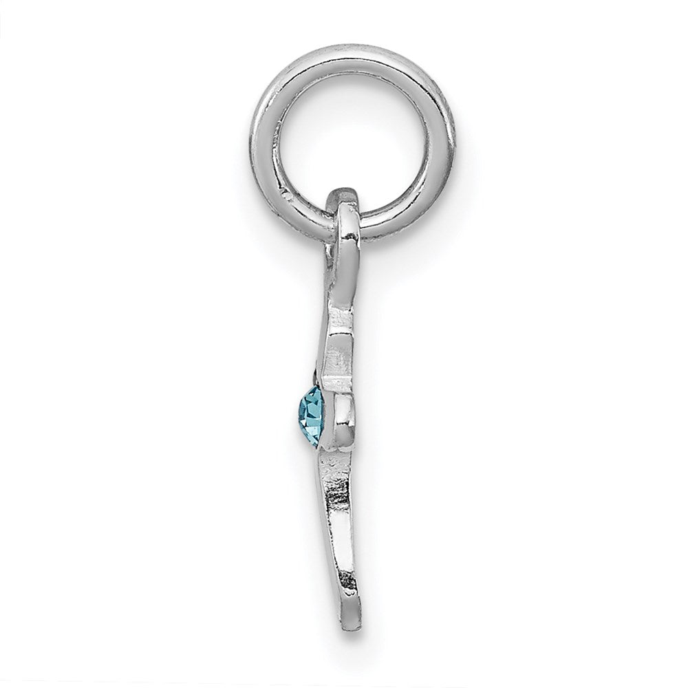 Sterling Silver RH-pltd Mar Lt Blue Preciosca Crystal Cross Pendan
